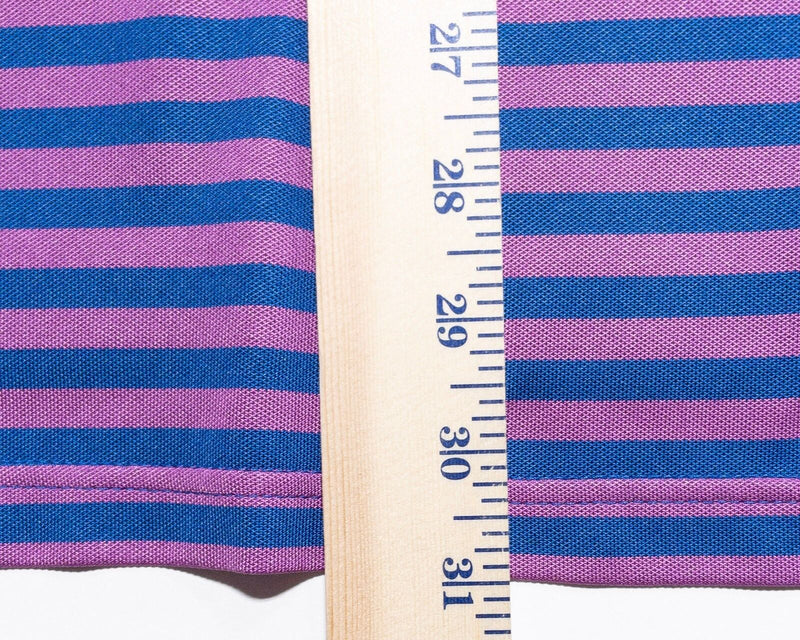 Peter Millar Summer Comfort Polo Large Men Shirt Pink Purple Stripe Wicking Golf