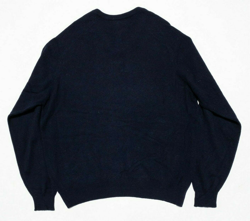 Brooks Brothers 100% Cashmere Vintage 80s V-Neck Sweater Navy Blue Men's Large