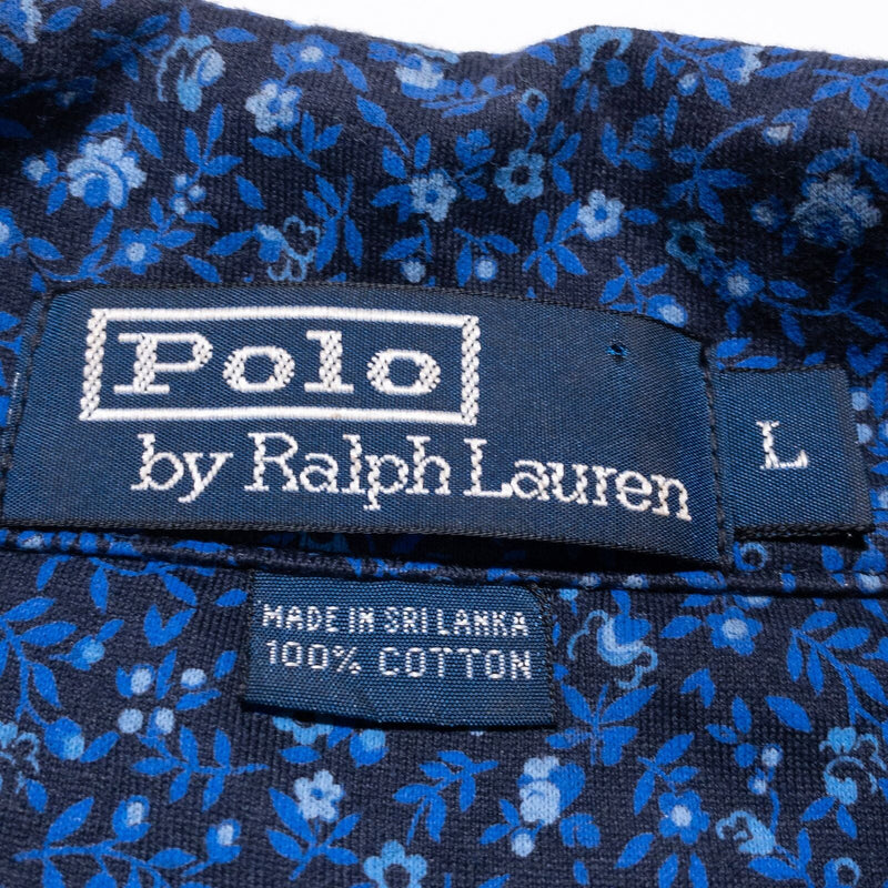 Polo Ralph Lauren Floral Polo Shirt Men's Large Navy Blue Short Sleeve Preppy