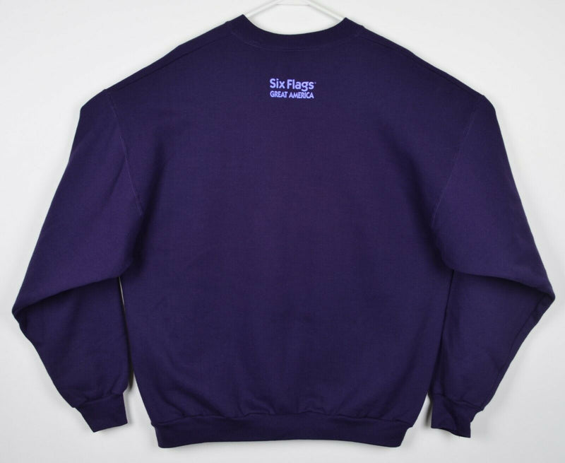 Vintage 90s Six Flags Adult XL? The Whizzer Rollercoaster Purple Sweatshirt