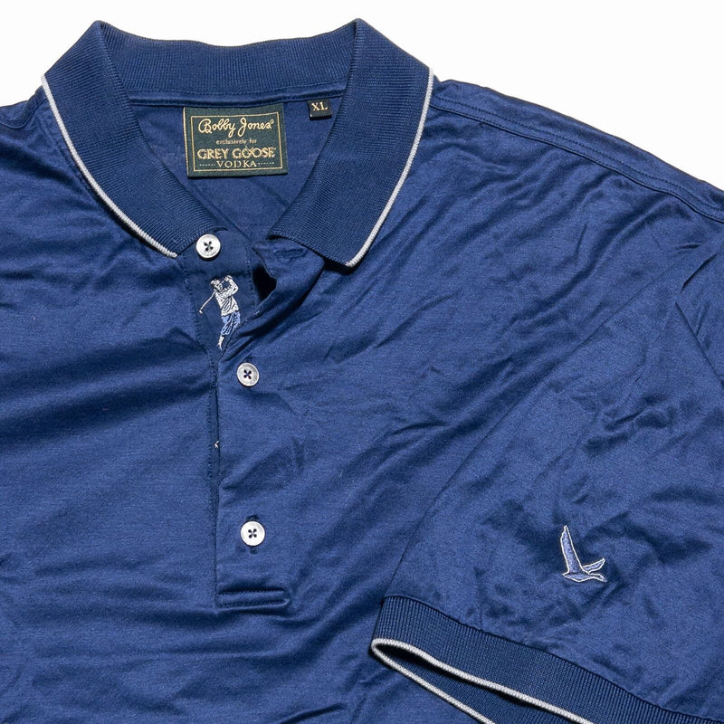 Bobby Jones Grey Goose Vodka Polo Shirt Men's XL Navy Blue Golf Short Sleeve