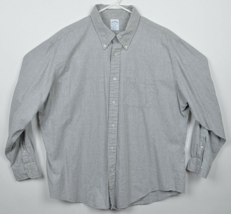 Brooks Brothers Men's 2XL Gray Polka Dot Long Sleeve Button-Down Regent Shirt