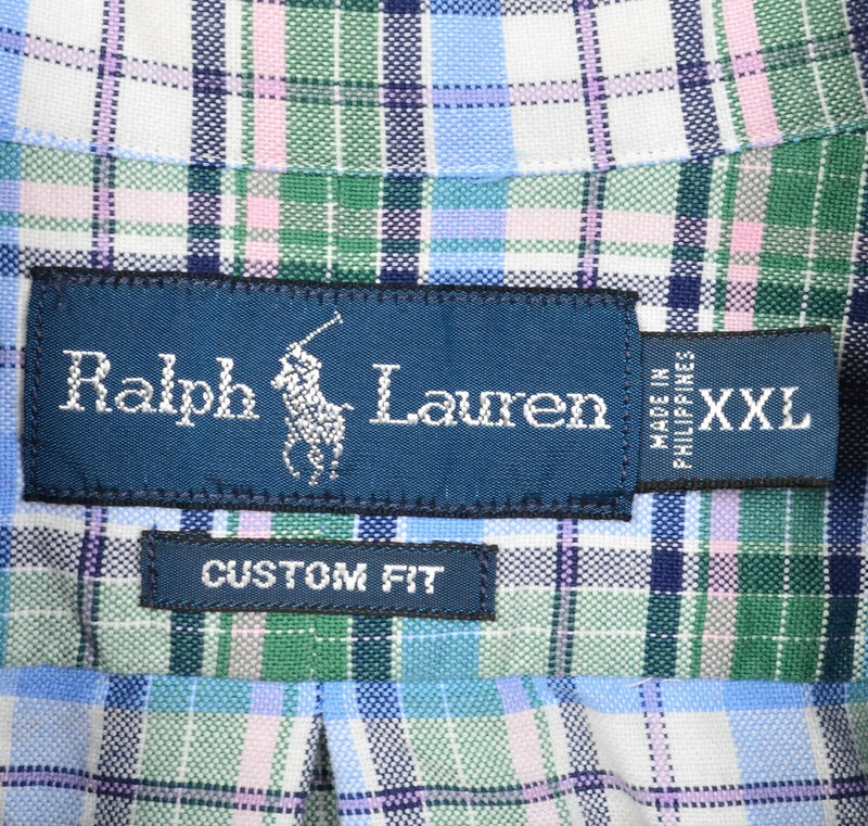 Polo Ralph Lauren Men's 2XL Green Blue Plaid Pink Pony Classic Button-Down Shirt