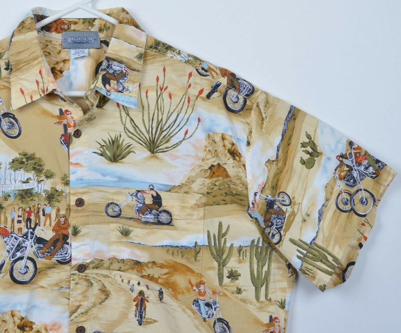 High Seas Trading Co. Men's Large Biker Desert Cacti Graphic Hawaiian Camp Shirt