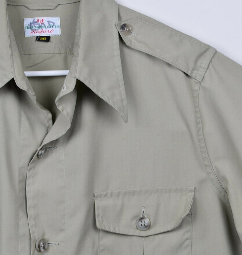 Vtg Abercrombie & Fitch Men's Sz 38 Safari Khaki Pockets Shirt Jacket