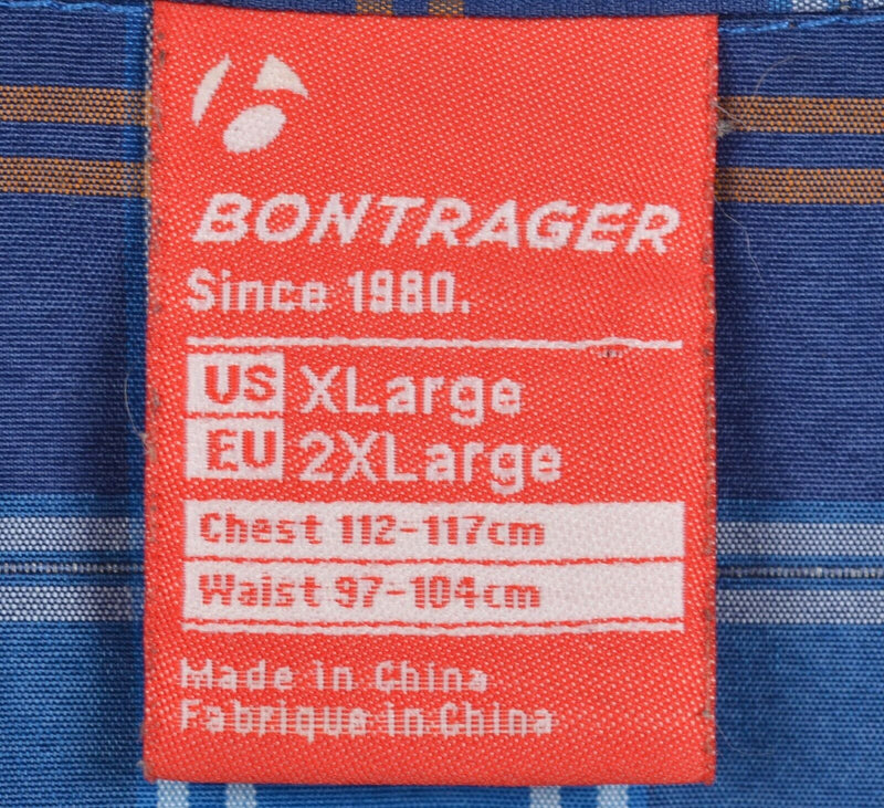 Bontrager Trek Men's XL Boardwalk Blue Orange Plaid Casual Cycling Shirt