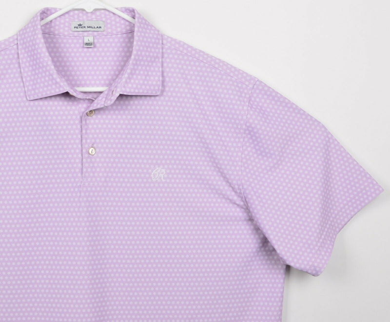 Peter Millar Men's Sz Large Crown Sport Purple Geometric Golf Polo Shirt