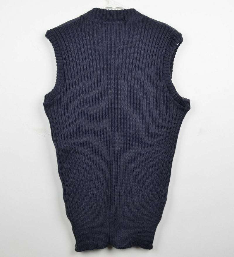 Vintage LL Bean Men's XL? Wool Navy Blue Padded Shooting England Sweater Vest