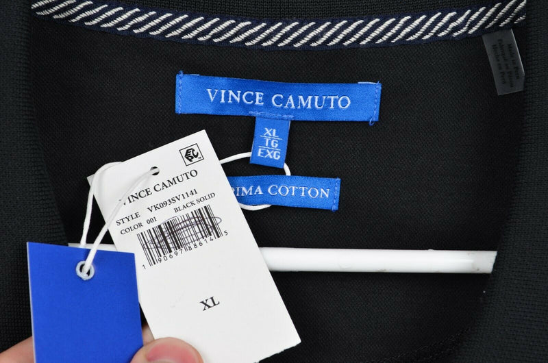 Vince Camuto Men's Sz XL Pima Cotton Blend Solid Black Short Sleeve Polo Shirt