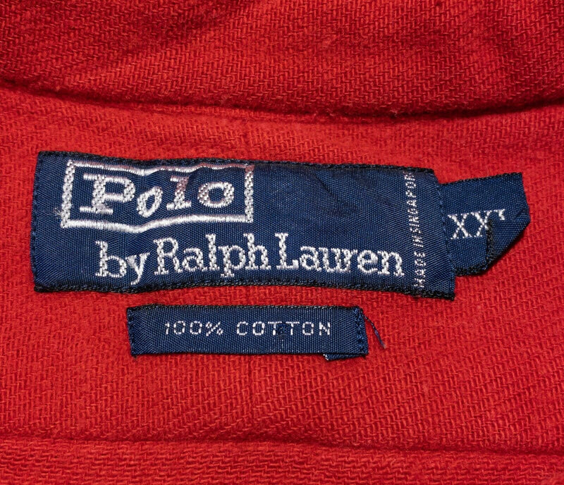 Polo Ralph Lauren Flannel Button-Front Shirt Vintage 90s Red Striped Men's 2XL