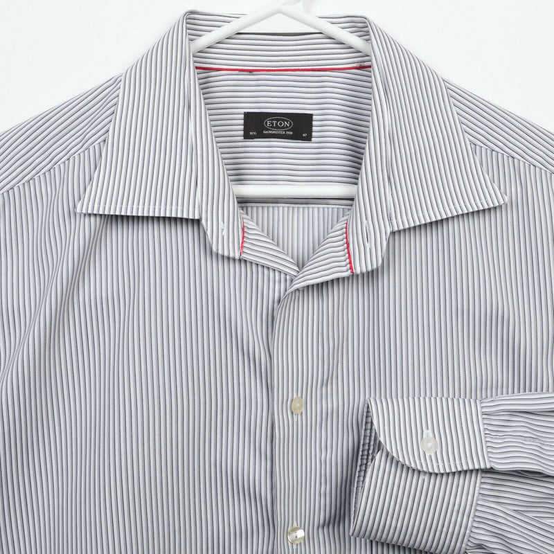 ETON Men's 18.5/47 (2XL) White Gray Striped Button-Front Dress Shirt