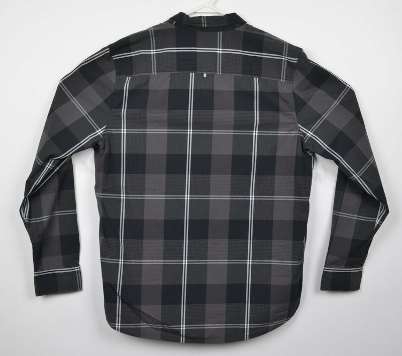 Oakley Men's Large Regular Fit Gray Plaid Cotton Elastane Button-Down Shirt
