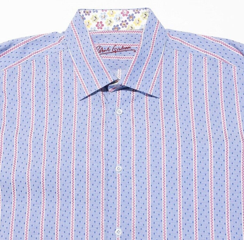 Robert Graham French Cuff 17.5 XL Mens Flip Cuff Floral Dog Blue Pink Stripe Dot