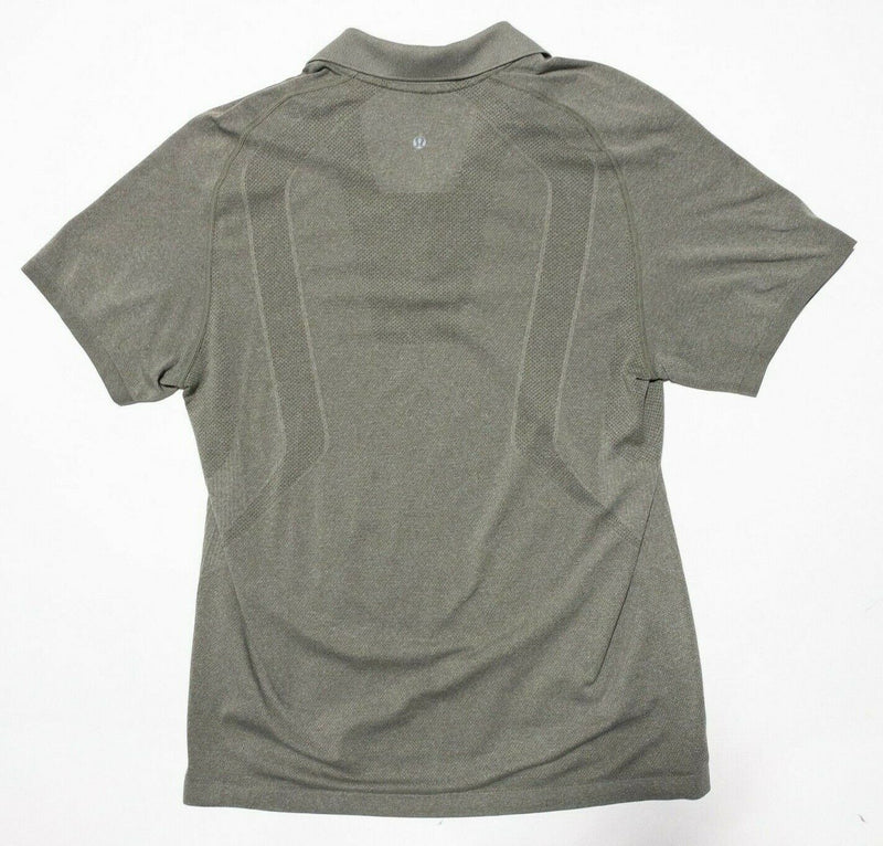 Lululemon Polo Large Men's Shirt Green/Gray Metal Vent Tech Mesh Wicking Stretch
