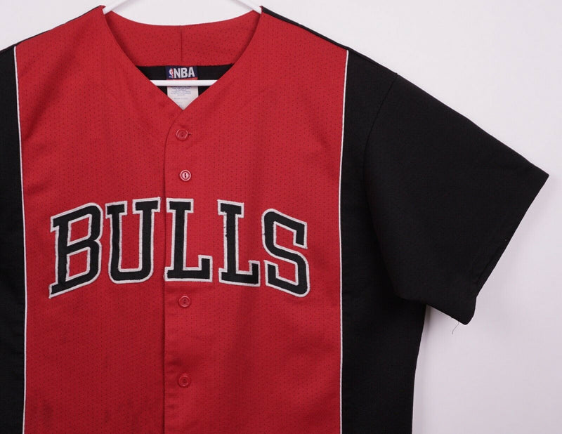 Vtg 90s Chicago Bulls Men's Sz XL Red Black NBA Embroidered Baseball Jersey