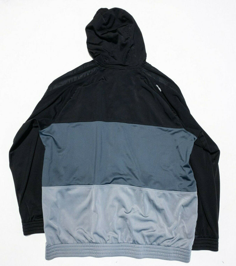 Adidas Jacket Men's 2XL Nations Basketball Full Zip Hooded Striped Black Gray