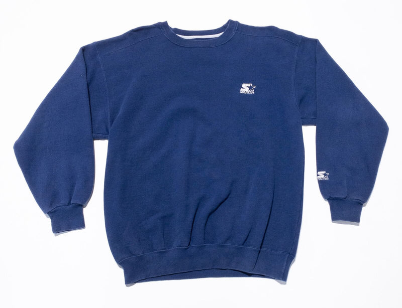 Vintage Starter Sweatshirt Men's Large Solid Blue 90s Crewneck Pullover Logo