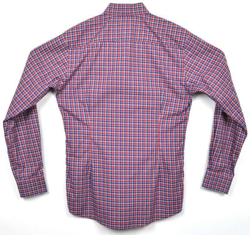 ETON Men's 41/16 Slim (Large) Red Blue Plaid York Button-Down Dress Shirt