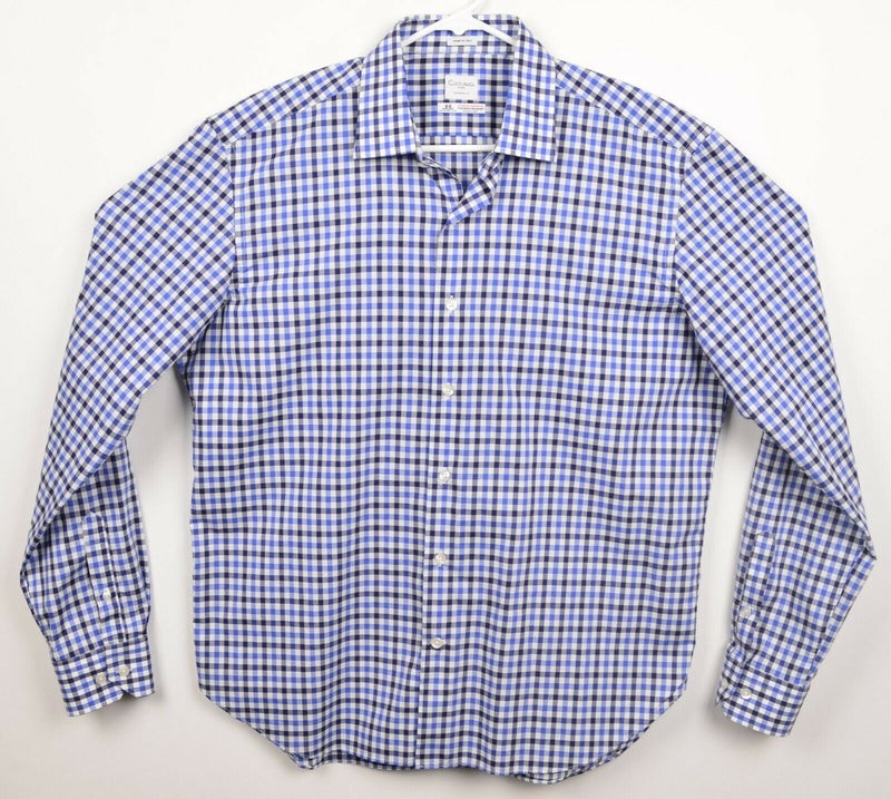 Culturata Thomas Mason Men's Sz 17.5 Tailored Fit Blue Plaid Check Dress Shirt
