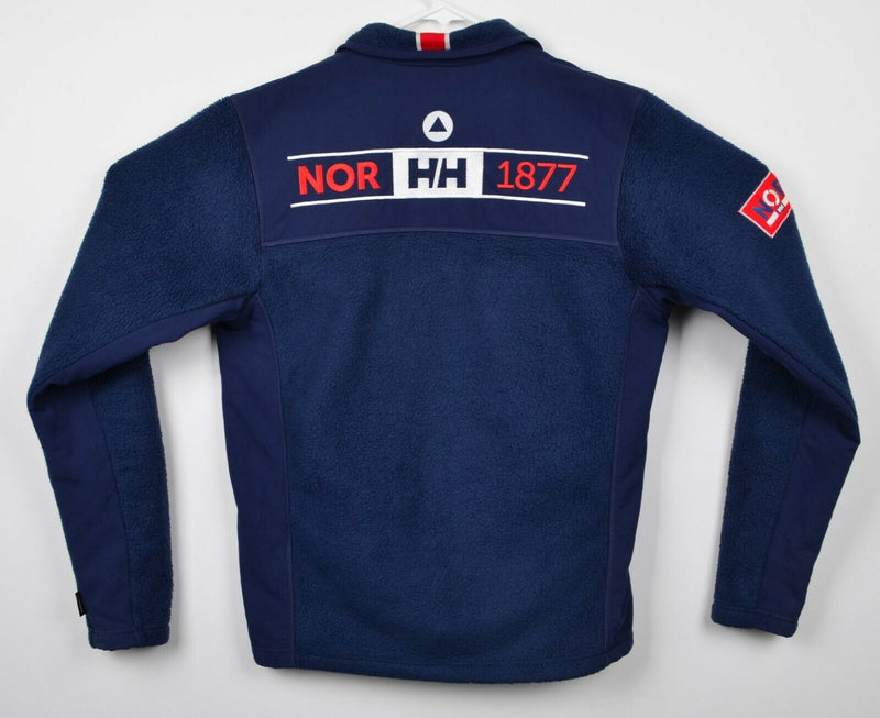 Helly Hansen Men's Medium Sherpa Deep Pile Fleece Jacket Norway 1877 Navy Blue