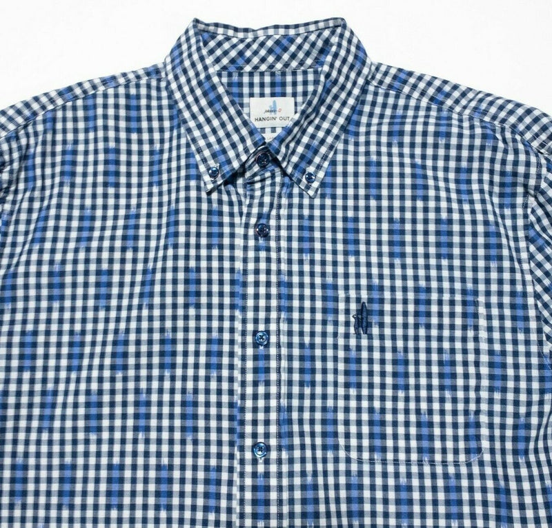 johnnie-O Hanging Out Men's Large Shirt Button-Down Blue Check Semmes Preppy