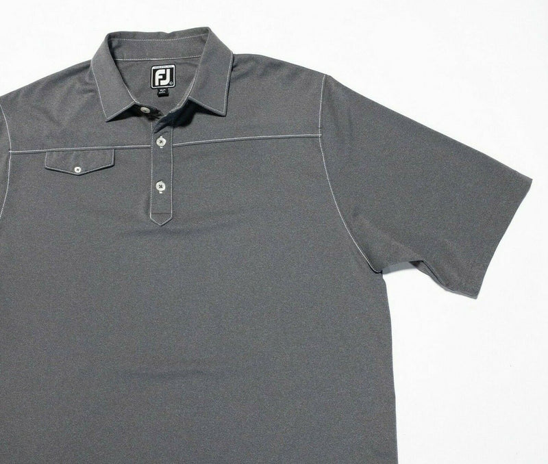 FootJoy Golf Shirt Large Athletic Fit Men's Polo Pocket Gray Wicking Stretch