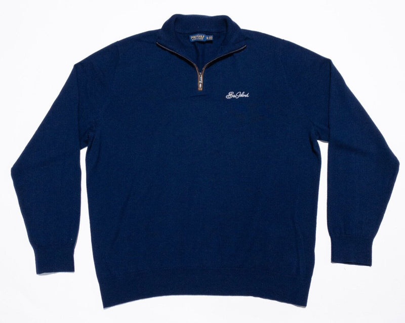 Polo Golf Ralph Lauren Sweater Men's XL Merino Wool 1/4 Zip Pullover Blue Knit