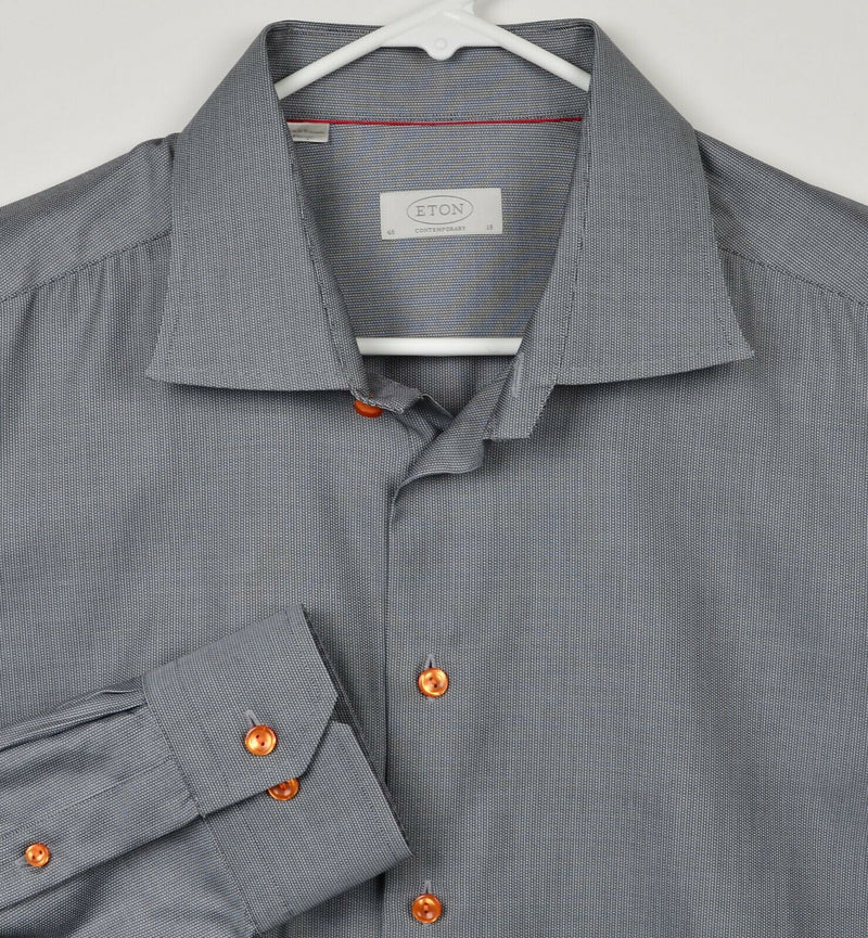 ETON Contemporary Men's 18 (46) Gray Geometric Harrogate Long Sleeve Dress Shirt