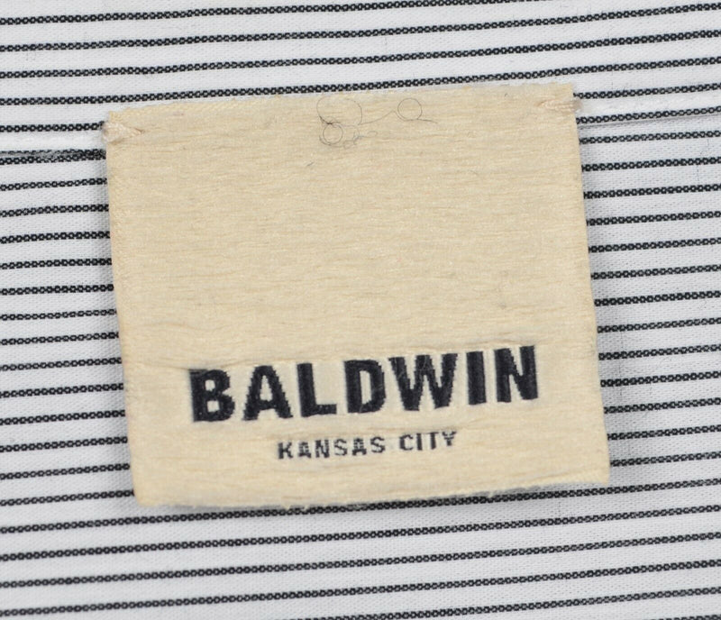 Baldwin Kansas City Men's Medium? Black White Striped Cotton Nylon Blend Shirt