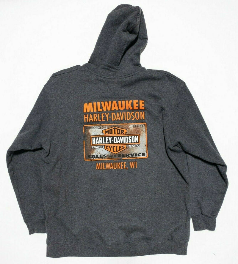 Harley-Davidson Motorcycle Full Zip Hoodie Sweatshirt Gray Milwaukee Men's XL