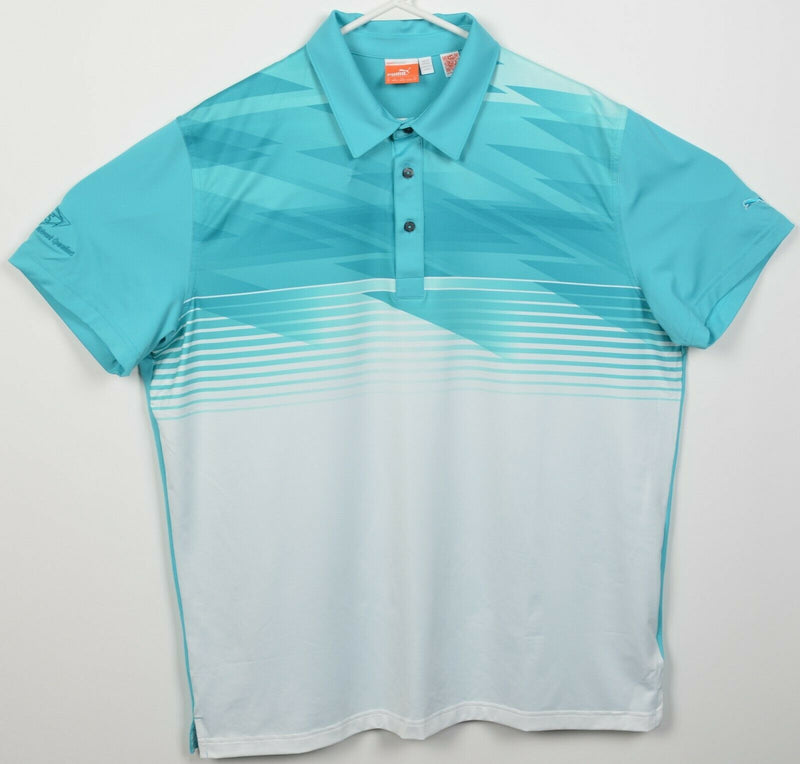 Puma Dry Cell Men's XL Blue Geometric Polyester Wicking Golf Polo Shirt