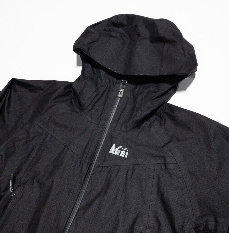 REI Rain Jacket Women's Small eVent Waterproof Black Hooded Full Zip