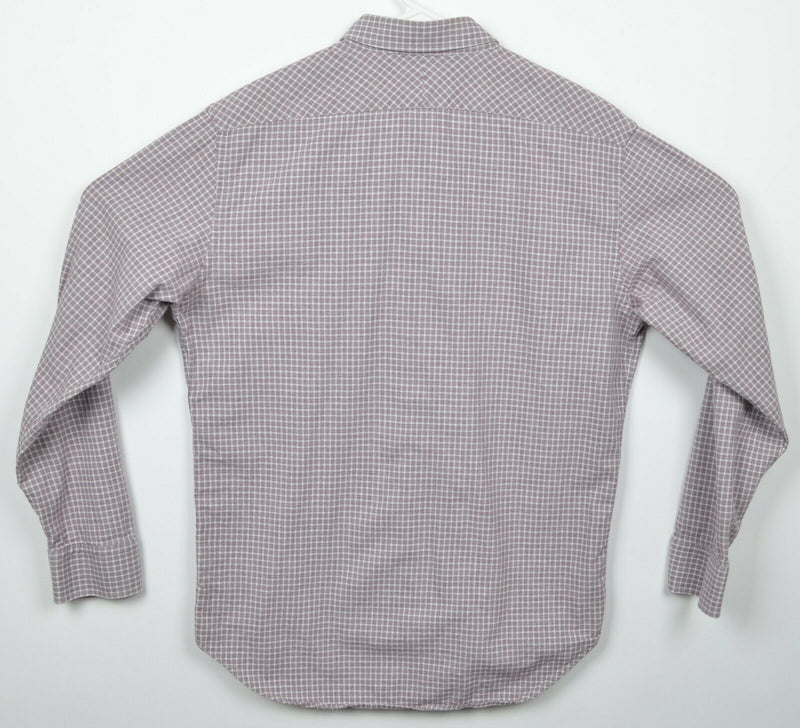 Billy Reid Men's Large Standard Cut Red Check Cutaway Button-Front Shirt