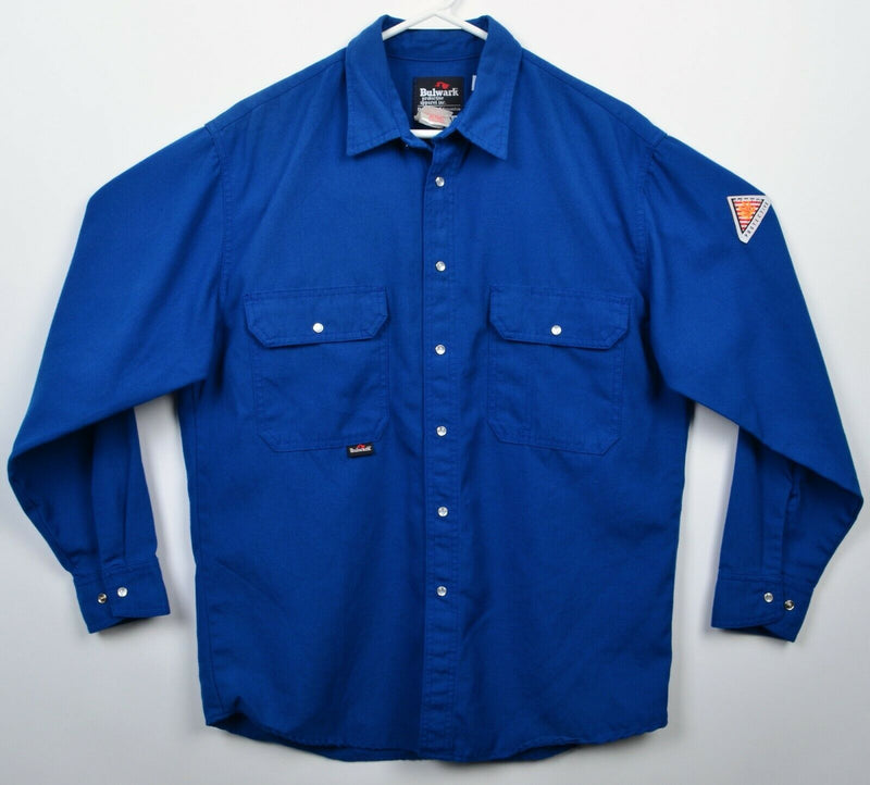 Bulwark FR Men's Medium Pearl Snap Flame Protective Nomex Aramid Blue Work Shirt