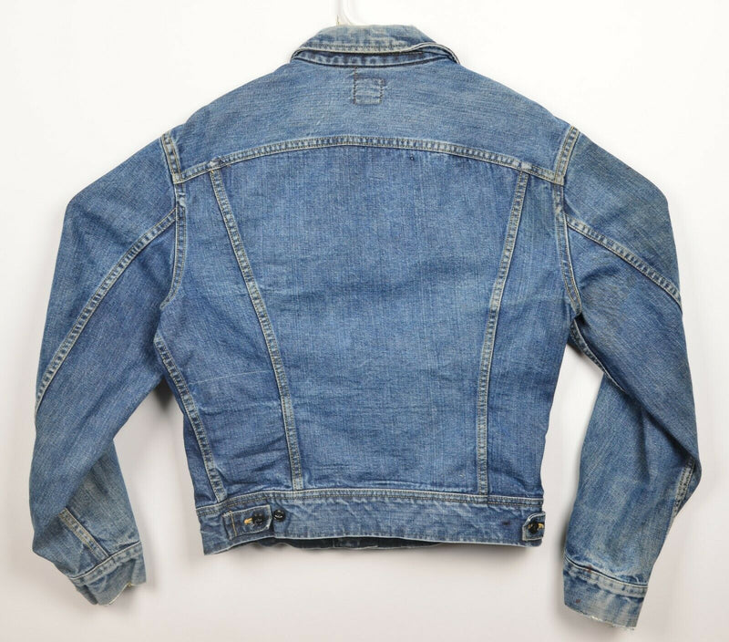 Vintage 60s Lee Sanforized Men's 40 Made in USA Distressed 101-J Denim Jacket
