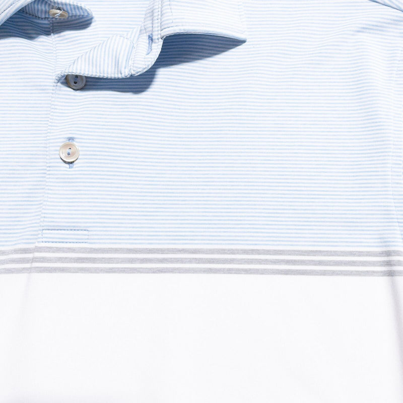 Peter Millar Summer Comfort Golf Polo Shirt Men's Small White Blue Striped