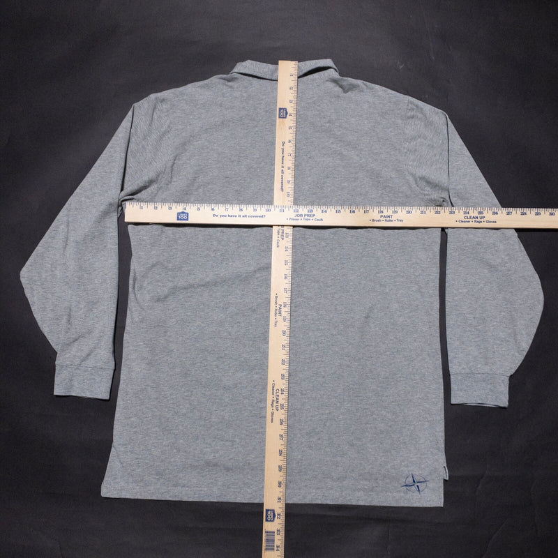 B. Draddy Long Sleeve Polo Men's Large Heather Gray Golf Casual Pine Valley