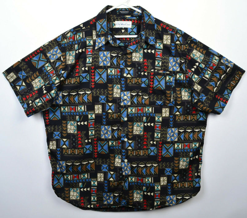 FA MacCluer Men's XL Geometric Print Vintage Patterned Button-Front Shirt