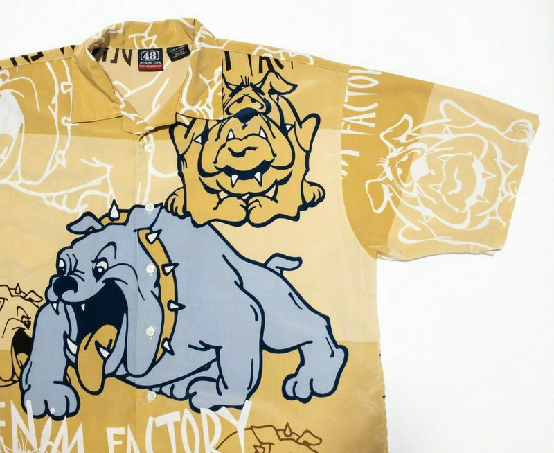 48 Jeans Button Shirt Men's 2XL Bulldog Graphic Polyester Vintage 90s Y2K