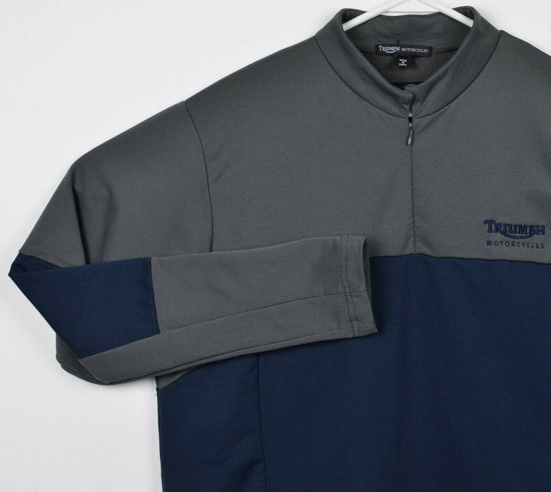 Triumph Motorcycles Men's Large 1/4 Zip Blue Gray Lightweight Activewear Top