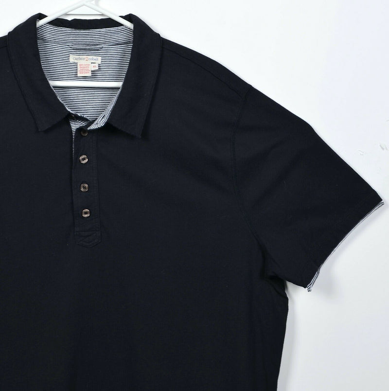 Carbon 2 Cobalt Men's XL Solid Black Stripe Accent Double-Shirt Polo Shirt