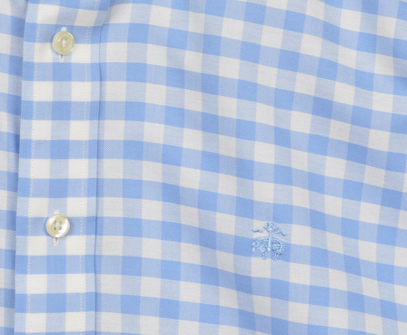 Brooks Brothers Men's Medium Flip Cuff Blue Gingham Check Button-Down Shirt