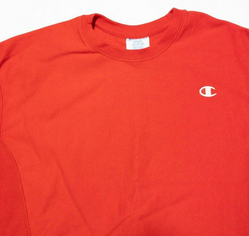 Champion Reverse Weave Sweatshirt Women's Large Red Pullover Heavyweight Logo