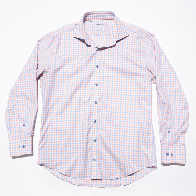 Twillory Dress Shirt Men's 16-32/33 Pink Blue Check Non-Iron Safe Cotton
