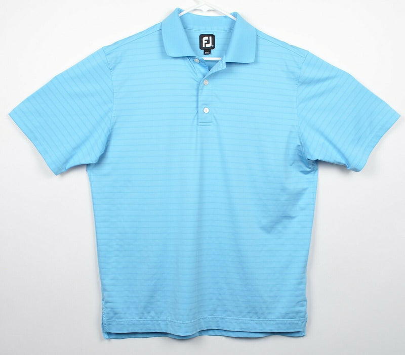 FootJoy Men's Sz Medium Light Blue Striped FJ Performance Golf Polo Shirt