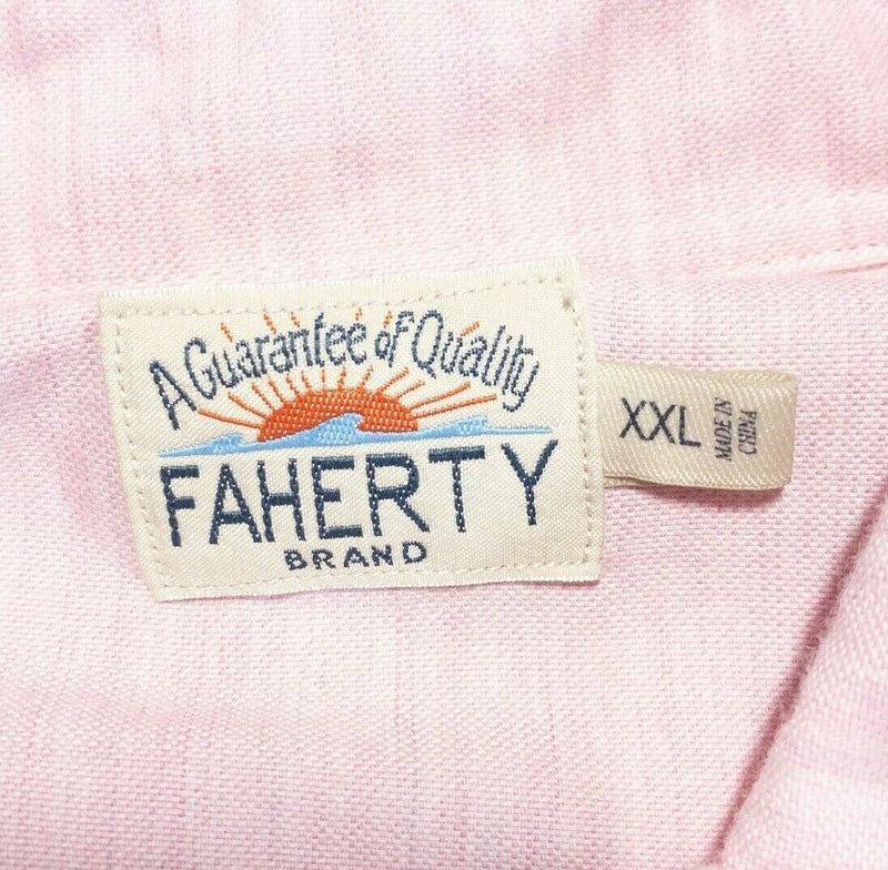 Faherty Brand Cotton Tencel Blend Light Pink Button-Down Shirt Preppy Men's 2XL