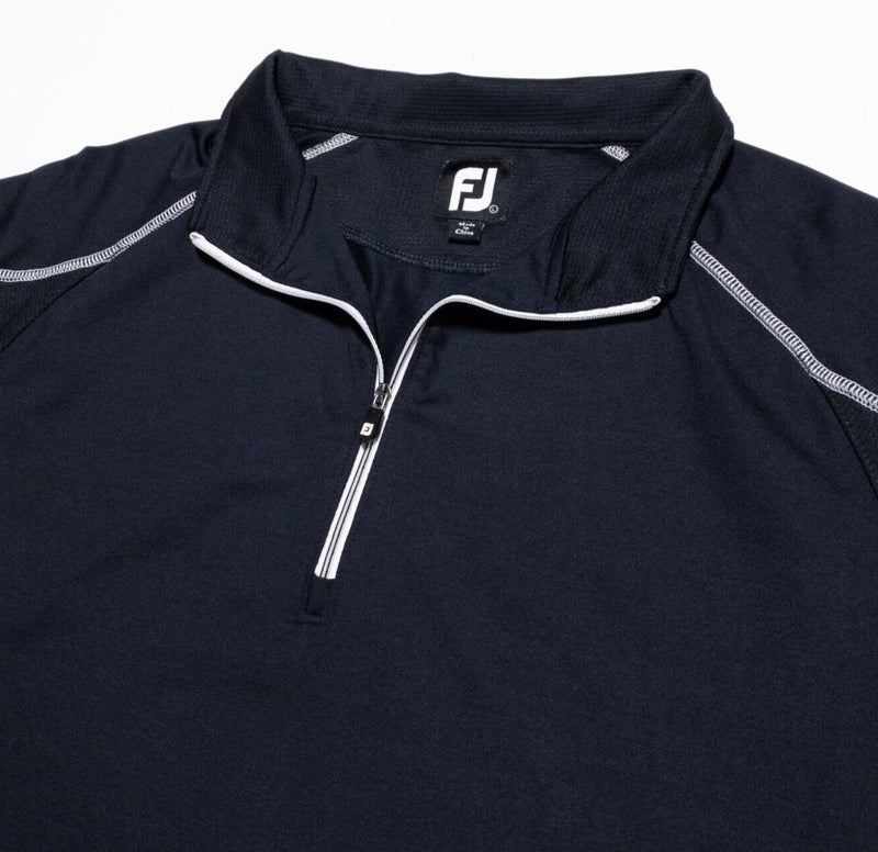 FootJoy 1/4 Zip Men's Large Pullover Golf Black Wicking Stretch Activewear