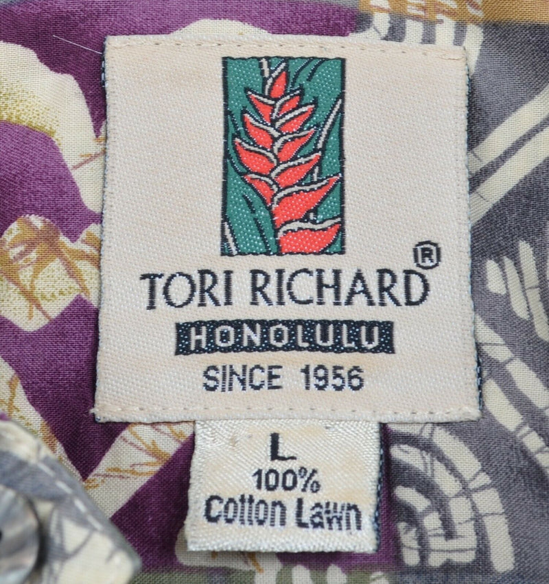 Tori Richard Men's Sz Large Multi-Color Geometric Cotton Lawn Hawaiian Shirt