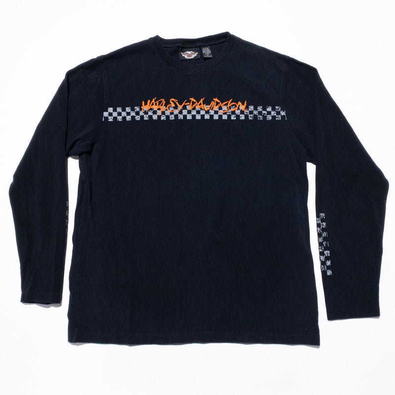 Vintage Harley-Davidson Sweatshirt Men's Large Embroidery Logo Race Check Black