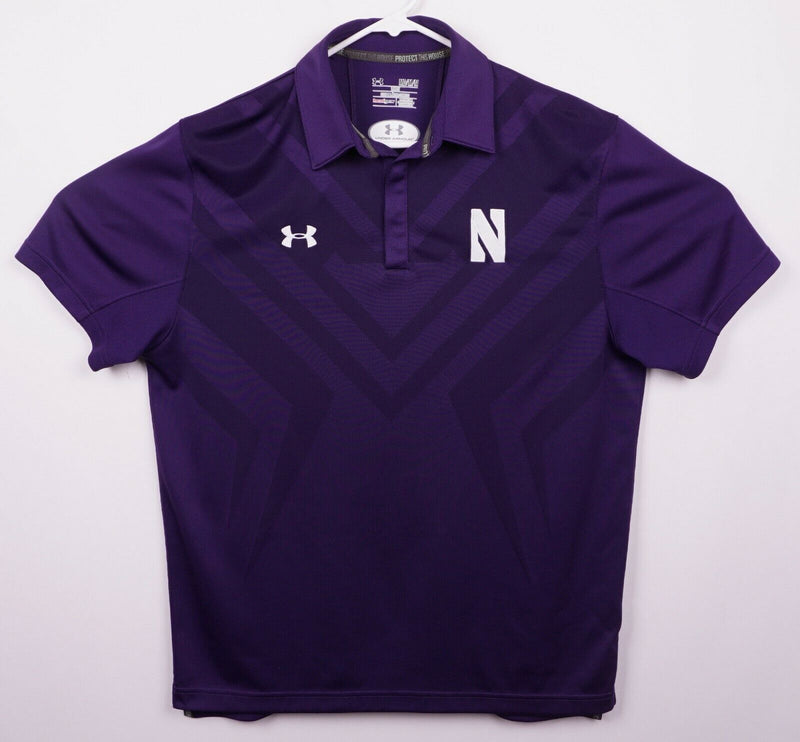 Northwestern Men's Sz Medium Loose Under Armour Purple HeatGear Polo Shirt